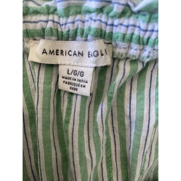 American‎ Eagle Large Strapless Ruffle Green Stripe Mini Dress Euro Resort Coast - Picture 8 of 8